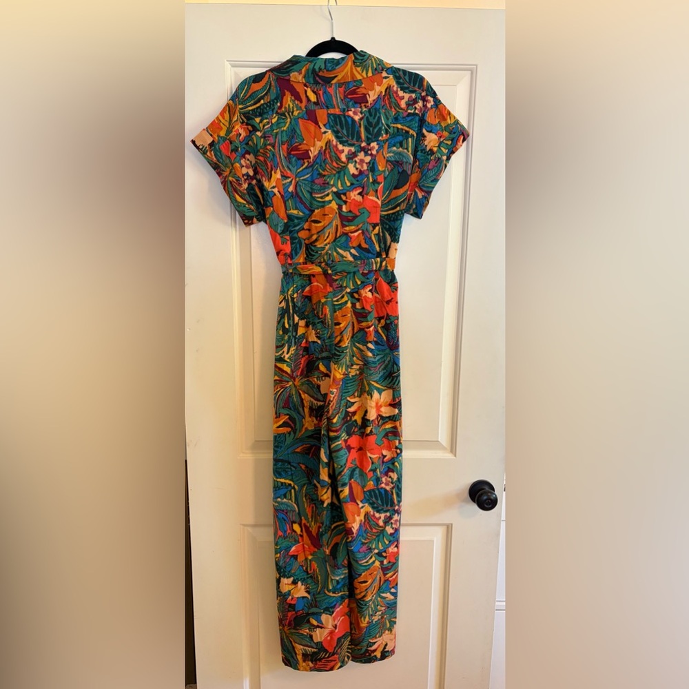 Dress Forum Multicolor Leaf Print Wide Leg Jumpsuit - Picture 6 of 8